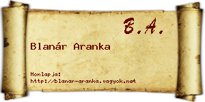 Blanár Aranka névjegykártya