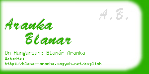 aranka blanar business card